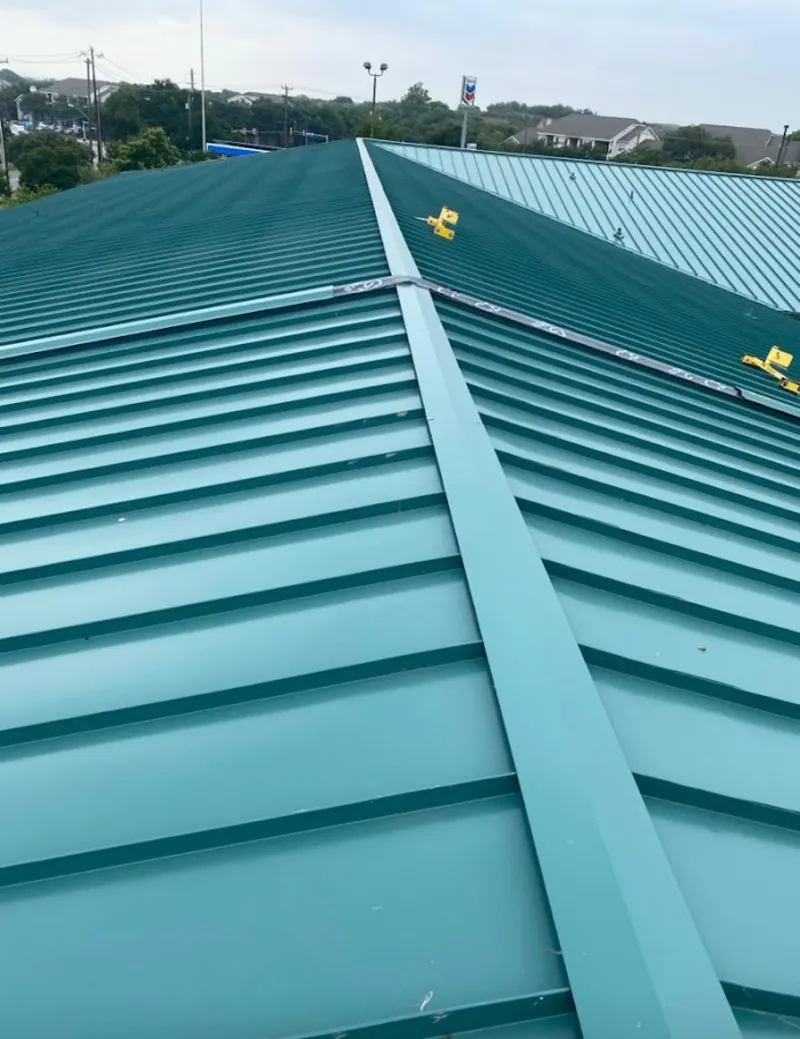 Green commercial metal roof ridge and valley for Metal Roof Repair in Walker Mill